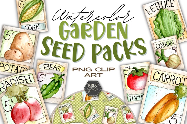 Watercolor Garden Seed Packs Clipart Cover