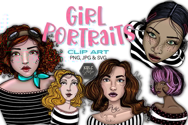 Girl Portraits Clipart - KRLC Studio Cover