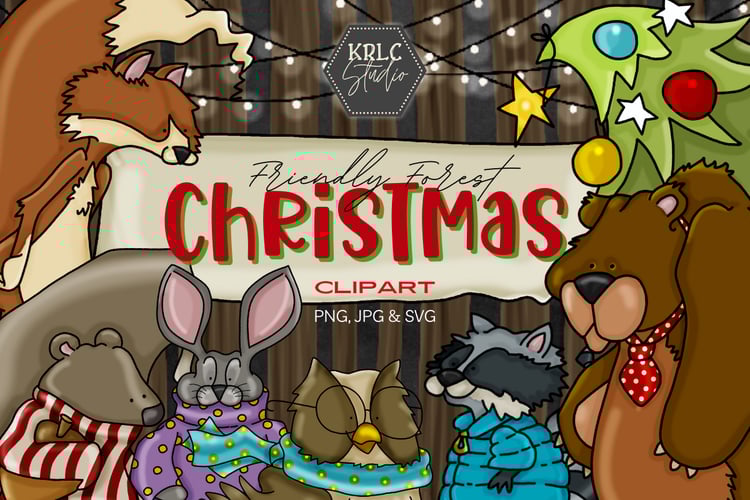 Friendly Forest Christmas Clipart - KRLC Studio Cover