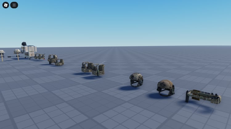 Army uniforms with hats and vests in Roblox