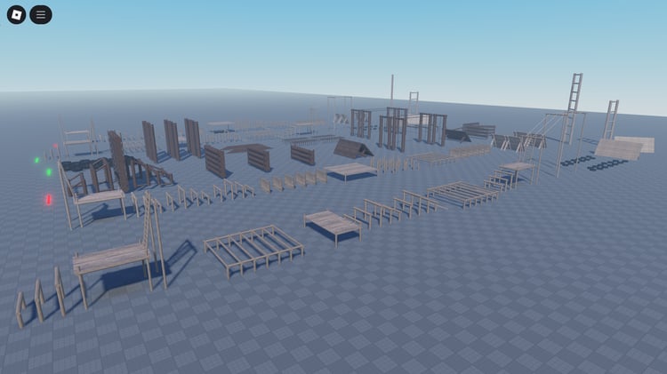 Soldiers running obstacle course in Roblox obby pack