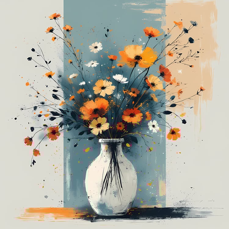 Mid-Century Inspired Botanical Prints | Elegant Floral Digital Art Collection. This Geometric Vintage Floral Art Bundle blends the timeless elegance of still life florals with a modern illustrative twist. Each design features vases of flowers paired with