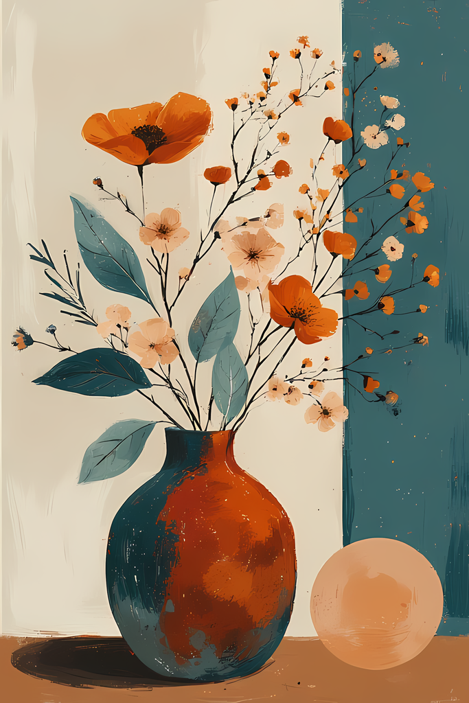 Mid-Century Inspired Botanical Prints | Elegant Floral Digital Art Collection. This Geometric Vintage Floral Art Bundle blends the timeless elegance of still life florals with a modern illustrative twist. Each design features vases of flowers paired with 