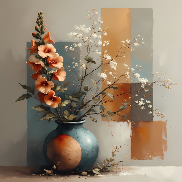 Mid-Century Inspired Botanical Prints | Elegant Floral Digital Art Collection. This Geometric Vintage Floral Art Bundle blends the timeless elegance of still life florals with a modern illustrative twist. Each design features vases of flowers paired with