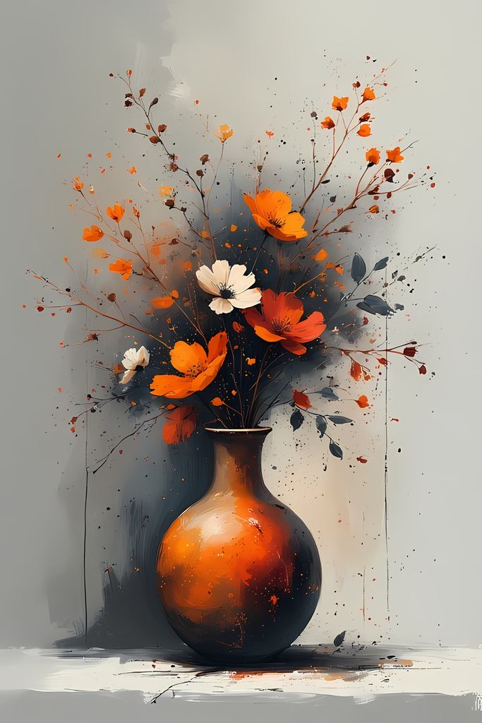 Floral Still Life Art Bundle: Painterly Impressionist Style for Home Decor. Elevate your space with this stunning collection of painterly impressionist still life artwork, featuring elegant floral arrangements in vases. With soft, earthy tones and a relax