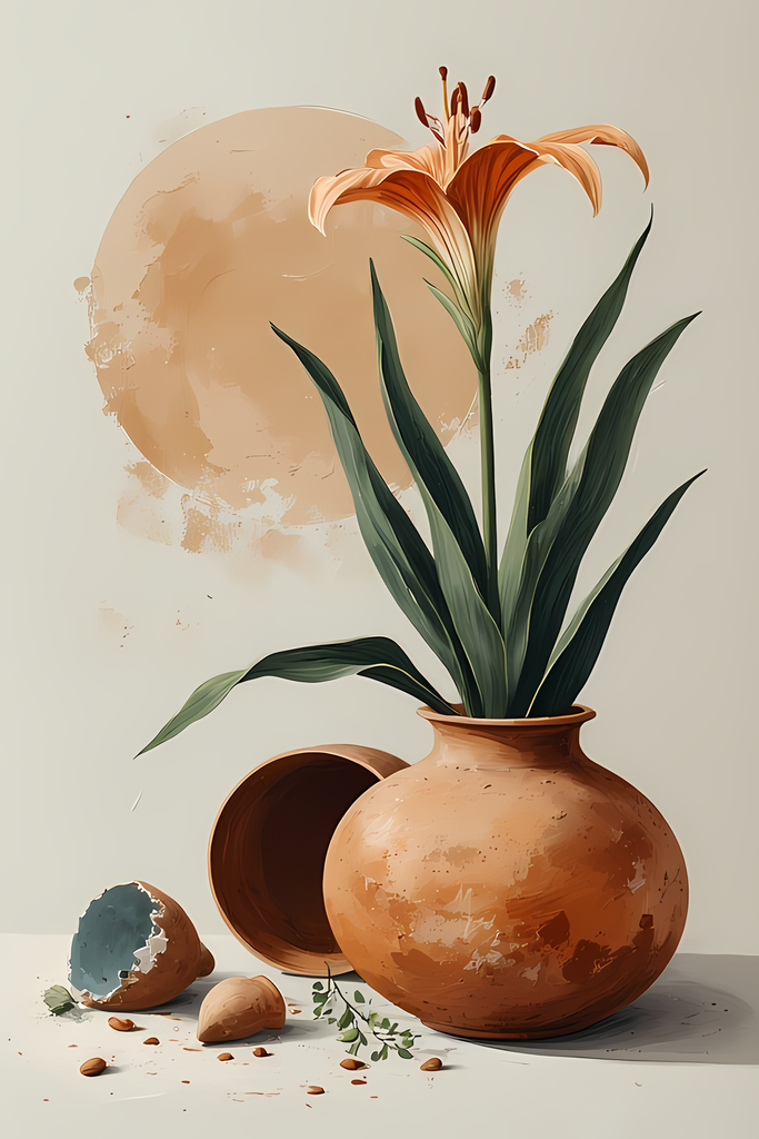 Floral Still Life Art Bundle: Painterly Impressionist Style for Home Decor. Elevate your space with this stunning collection of painterly impressionist still life artwork, featuring elegant floral arrangements in vases. With soft, earthy tones and a relax