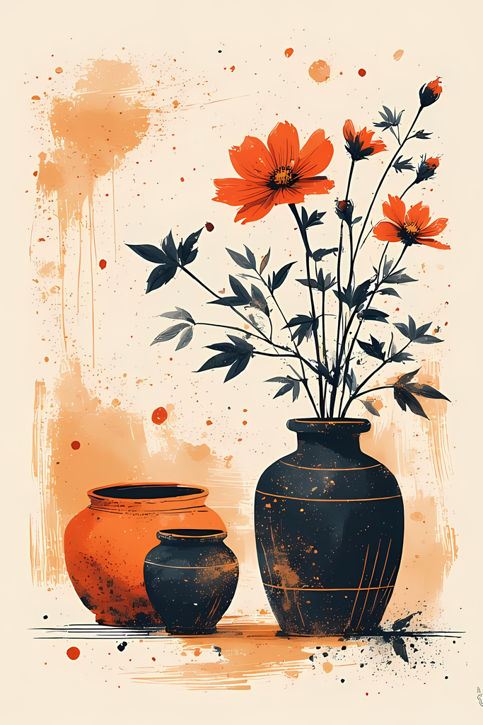 Floral Still Life Art Bundle: Painterly Impressionist Style for Home Decor. Elevate your space with this stunning collection of painterly impressionist still life artwork, featuring elegant floral arrangements in vases. With soft, earthy tones and a relax