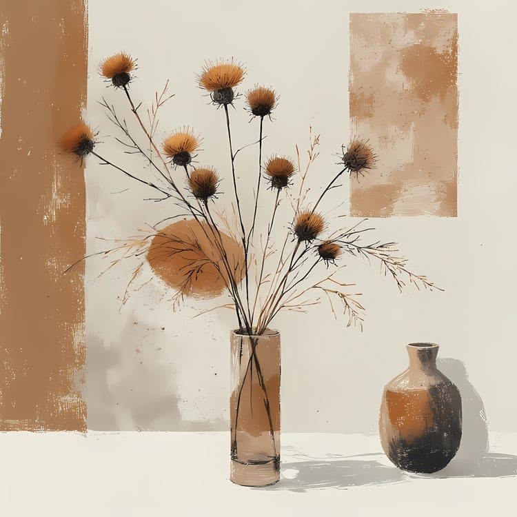 Floral Still Life Art Bundle: Painterly Impressionist Style for Home Decor. Elevate your space with this stunning collection of painterly impressionist still life artwork, featuring elegant floral arrangements in vases. With soft, earthy tones and a relax