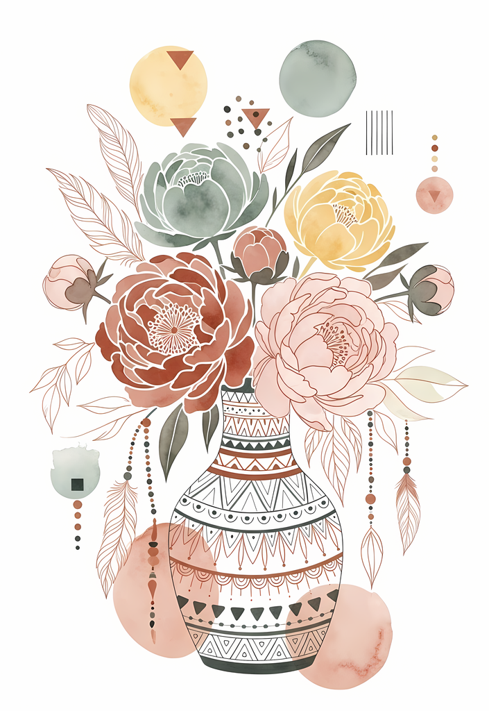 Bring warmth and elegance to your space with this beautiful boho floral wall art bundle. Featuring modern minimalist illustrations of vases filled with delicate flowers, this collection blends neutral earthy tones with soft pastel accents. The designs com