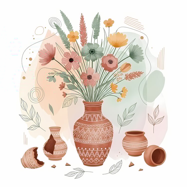 Bring warmth and elegance to your space with this beautiful boho floral wall art bundle. Featuring modern minimalist illustrations of vases filled with delicate flowers, this collection blends neutral earthy tones with soft pastel accents. The designs com
