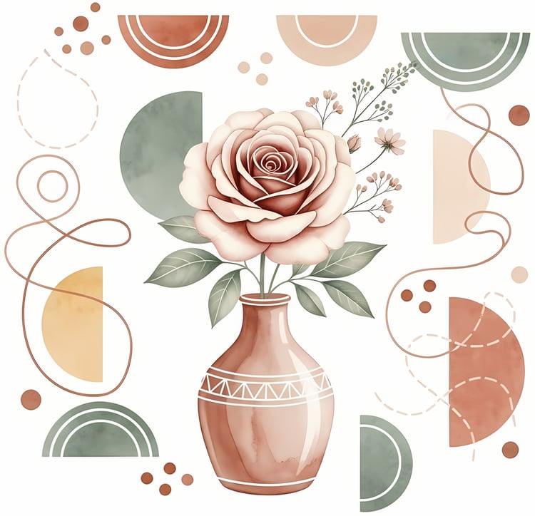Bring warmth and elegance to your space with this beautiful boho floral wall art bundle. Featuring modern minimalist illustrations of vases filled with delicate flowers, this collection blends neutral earthy tones with soft pastel accents. The designs com