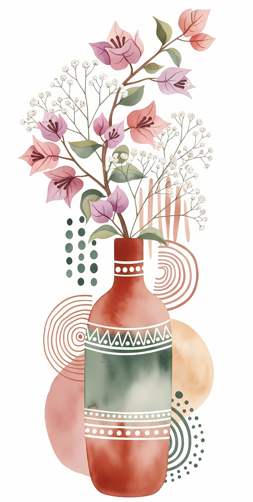 Bring warmth and elegance to your space with this beautiful boho floral wall art bundle. Featuring modern minimalist illustrations of vases filled with delicate flowers, this collection blends neutral earthy tones with soft pastel accents. The designs com