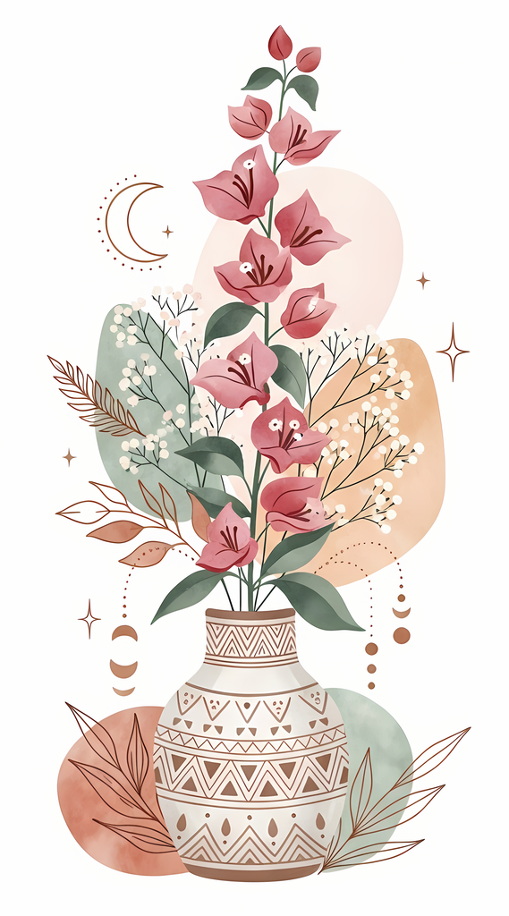 Bring warmth and elegance to your space with this beautiful boho floral wall art bundle. Featuring modern minimalist illustrations of vases filled with delicate flowers, this collection blends neutral earthy tones with soft pastel accents. The designs com