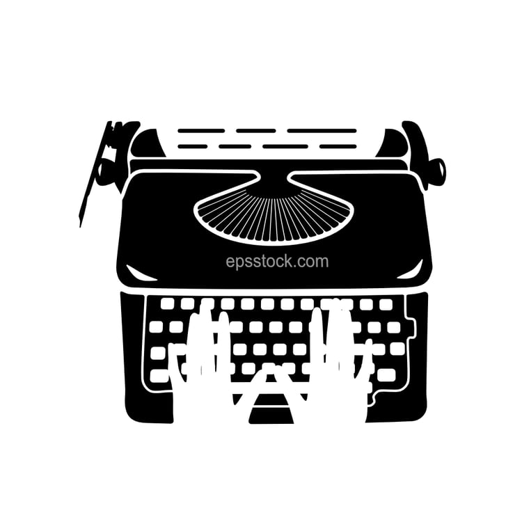 Hand typing on typewriter