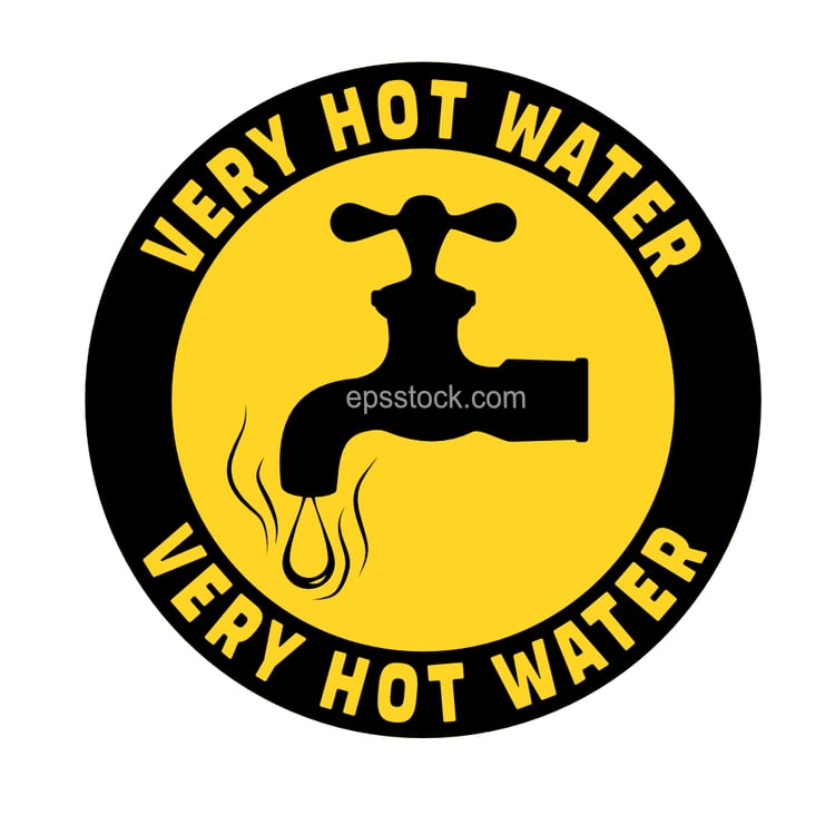 very hot water sign