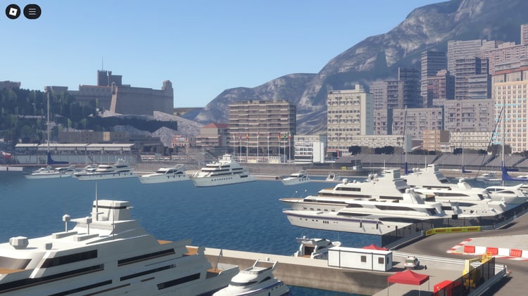 Hairpin corner of Monaco racing circuit in Roblox