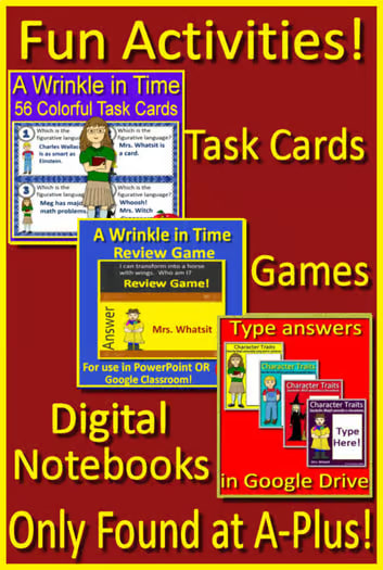 A Wrinkle in Time Novel Study Chapter Quizzes Activities Games Questions
