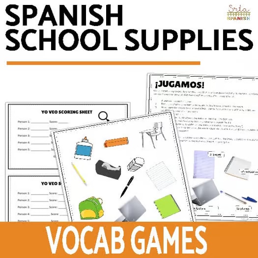 Los Objetos de Clase School Supplies in Spanish Vocabulary Worksheets