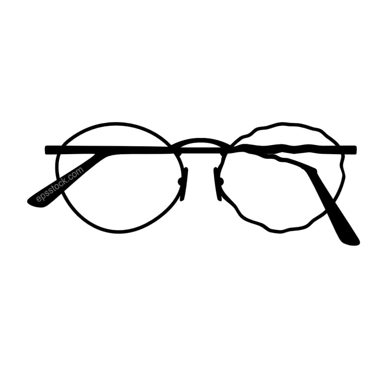 Glasses with oval frame and a broken earpiece