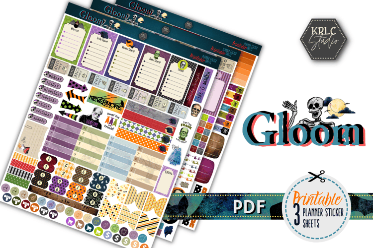 GLOOM Printable Planner Sticker Sheets - KRLC Studio Cover