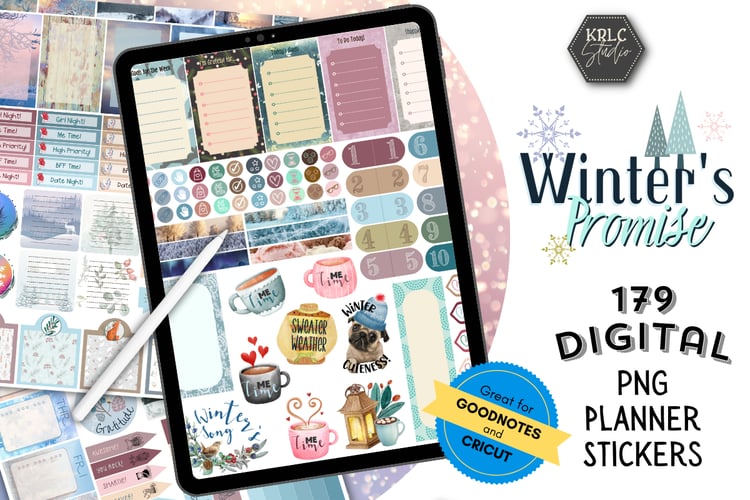 Winter's Promise - 179 Digital Planner Stickers - KRLC Studio Cover