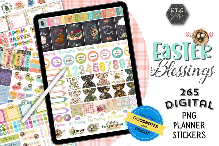 Easter Blessings - 265 Digital Planner Stickers - KRLC Studio Cover