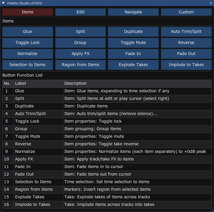 Advanced Tools & Scripts for REAPER | Studio LETOH