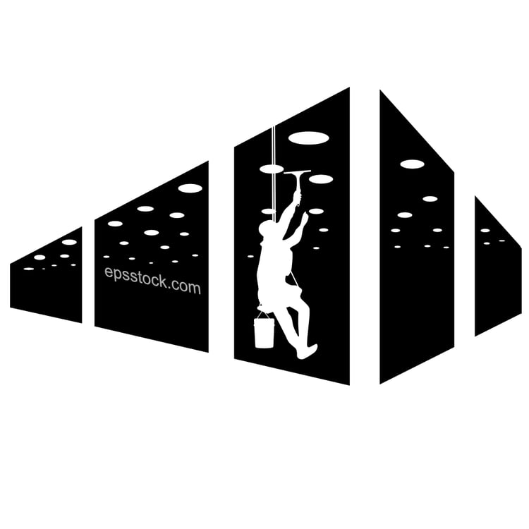 Industrial alpinist cleans window