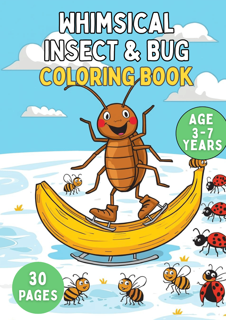 free Whimsical Insect and bug coloring pages, kids bugs  Printable Coloring Front cover Page