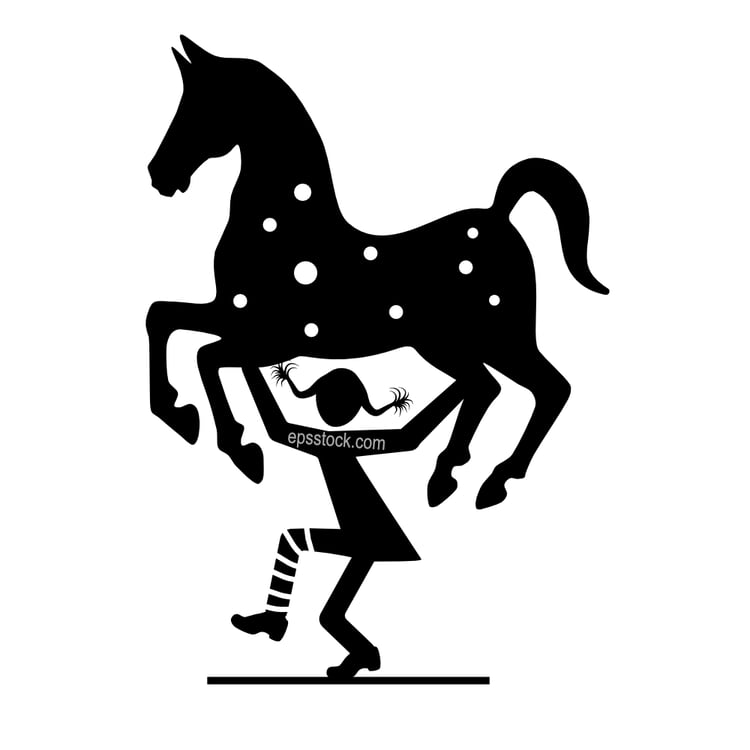 little cute girl holding horse