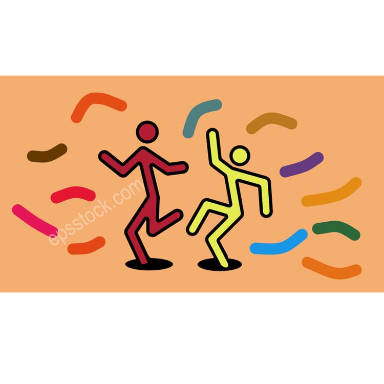 dancing people, flat  color illustration