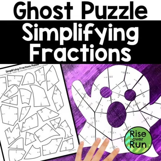 Halloween Math Ghost Puzzle for Simplifying Fractions and Equivalent Fractions Halloween Math Ghost Puzzle for Simplifying Fractions and Equivalent Fractions