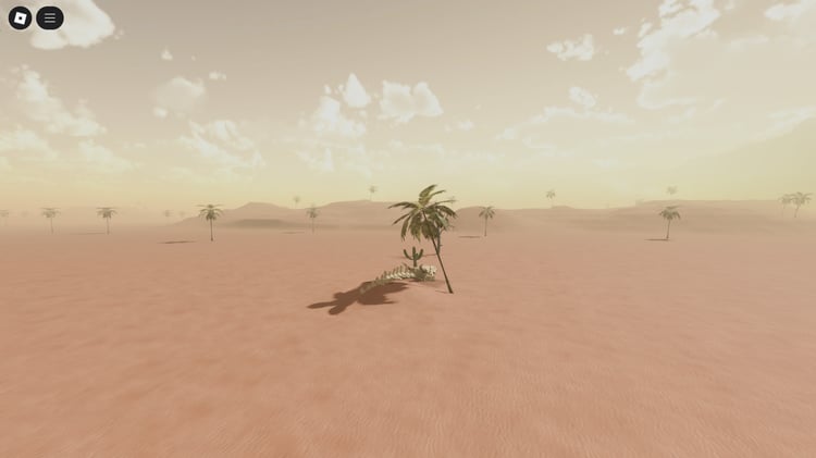 Skeleton of a dead animal in sandy desert terrain