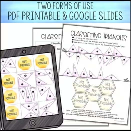 Classifying Triangles Card Sort Activity - PDF & Digital