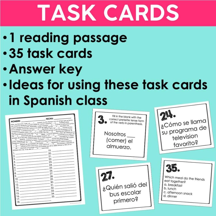 Regular Preterite Verbs Spanish Reading Activities Spanish Sub Plans Grammar