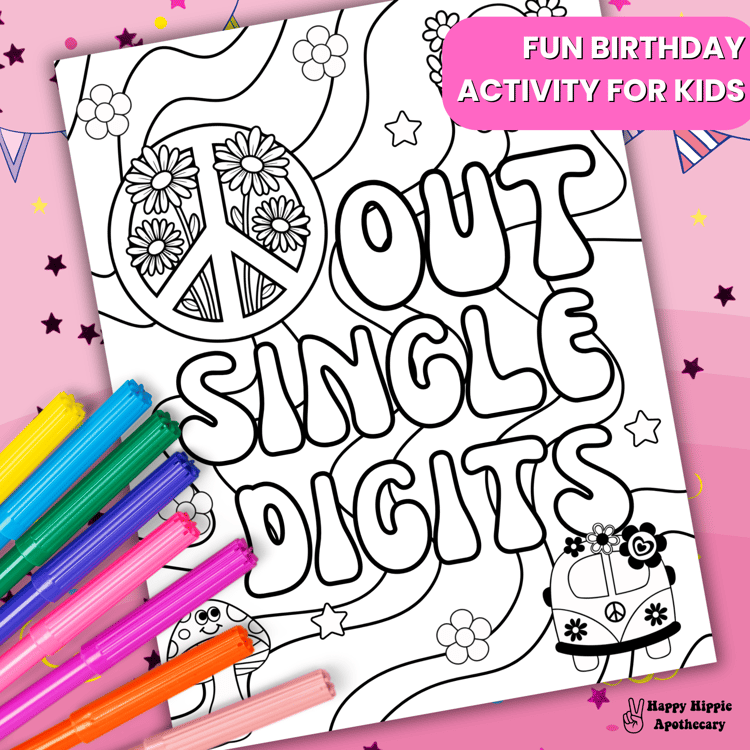 10th Birthday Coloring Page – Peace Out Single Digits (printable PDF cover image)