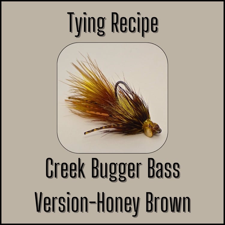 Tying recipe for the Honey Brown Creek Bugger Bass Version, a woolly bugger fly by Matt Campbell, The Fly Guy.