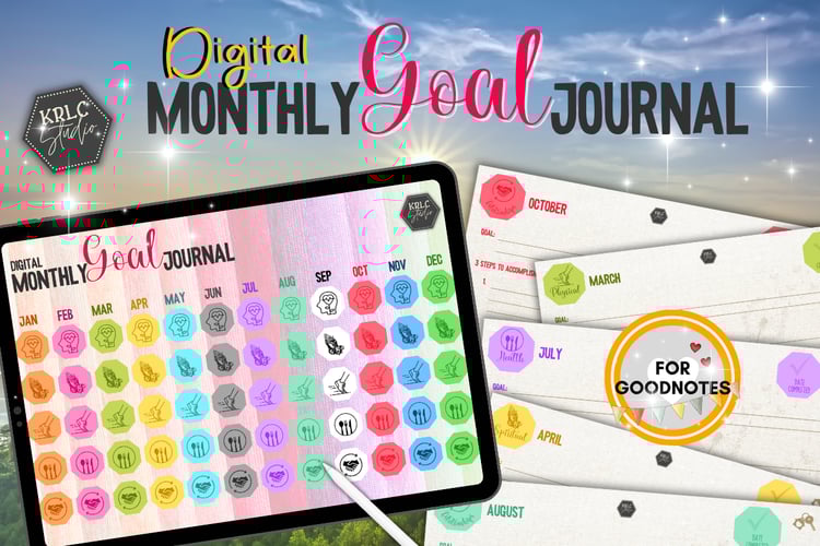 Digital Monthly Goal Journal - KRLC Studio Cover