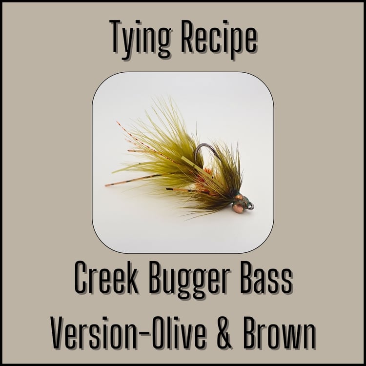 Tying recipe for the Olive & Brown Creek Bugger Bass Version, a woolly bugger fly by The Fly Guy, Matt Campbell.