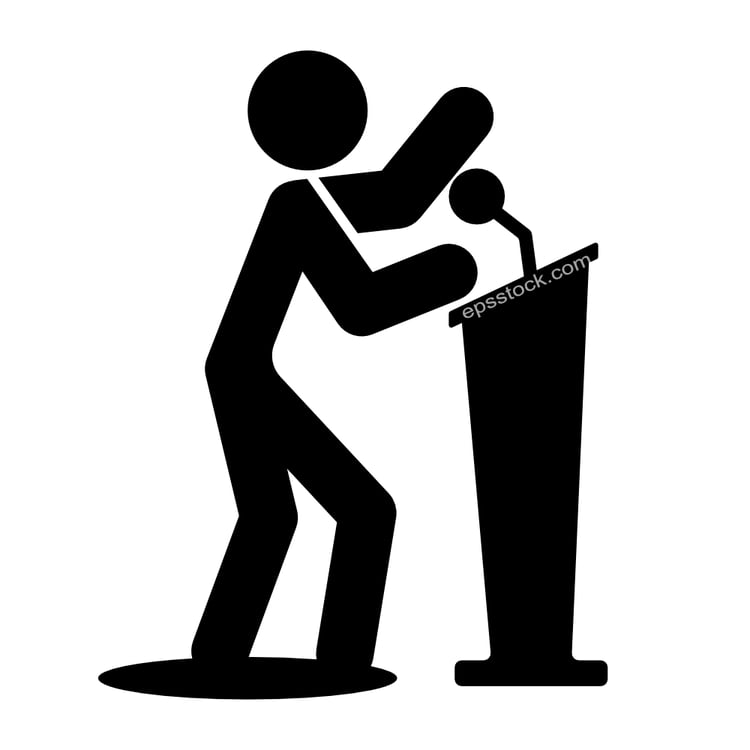 businessman on speaker podium