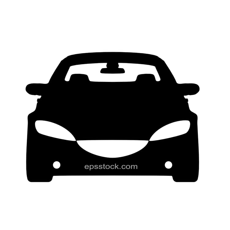 Sedan Car front view,  silhouette