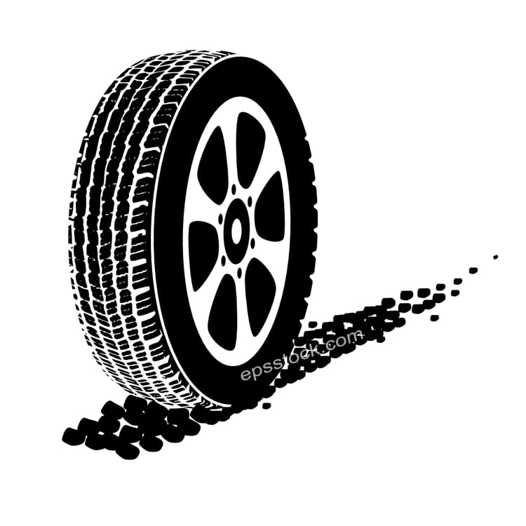 Car wheel on rocky terrain