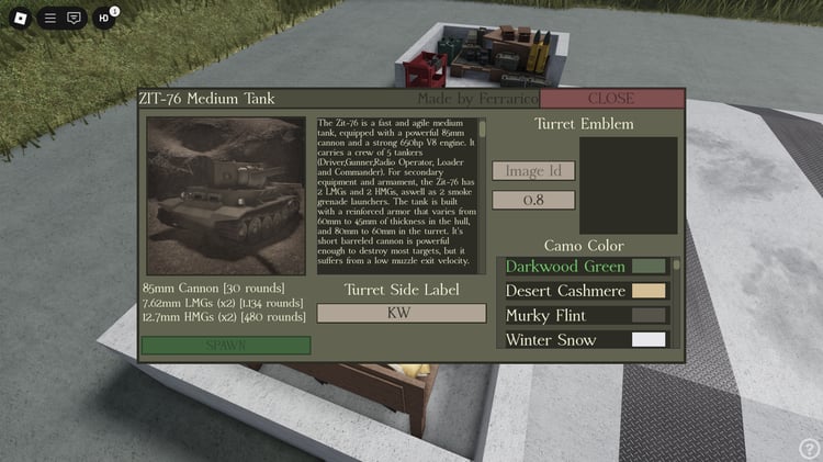 Tiger II tank cannon animation in Roblox