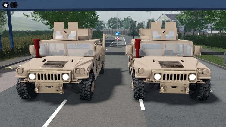 Side view of the first military vehicle in Roblox