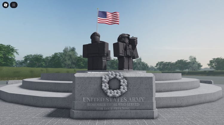 Roblox American soldier statue front view