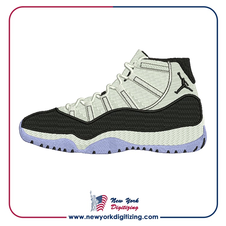 Nike Air Jordan Shoe Embroidery Design By New York Digitizing Black and White Air Jordan