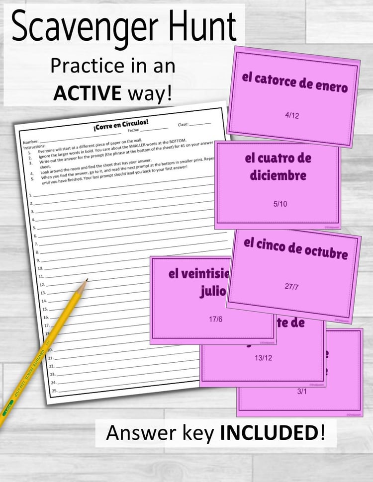 La Fecha Say the Date in Spanish Months of the Year ¡Corre en Círculos! Review