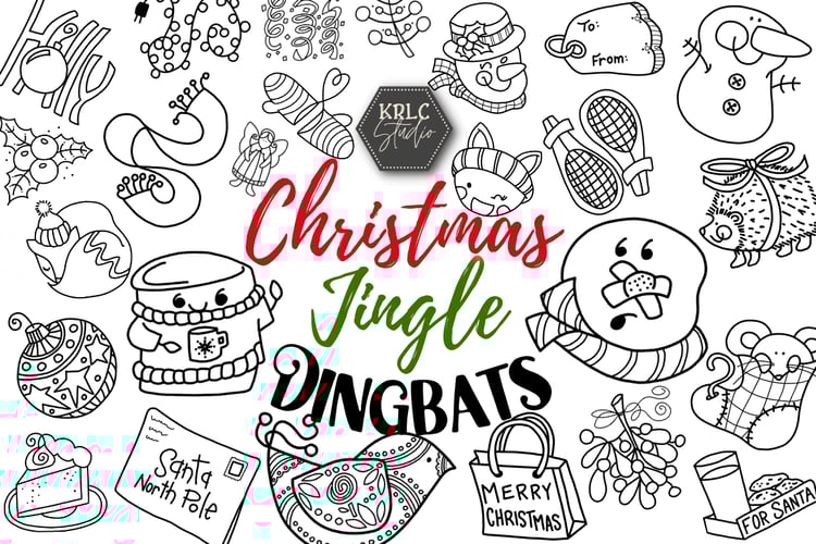 Christmas Jingle Dingbat Font - KRLC Studio Cover