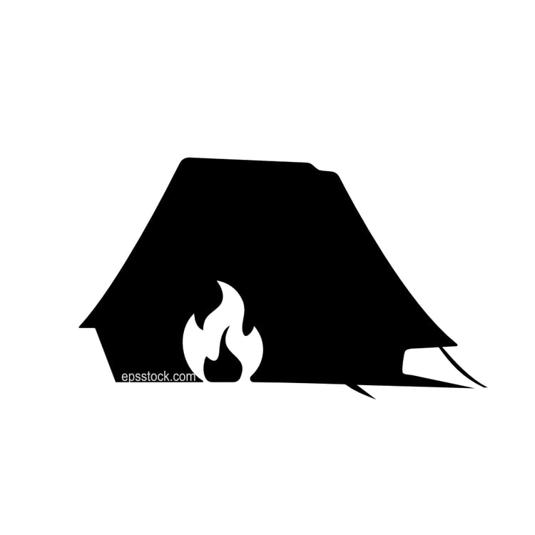 fire in front of tent