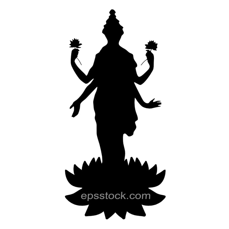 Silhouette Indian goddess Lakshmi